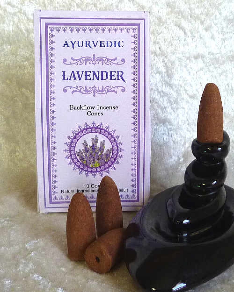 Lavendel Lavender Rückfluss Wasserfall Räucherkegel Ayurvedisch 10Stck
